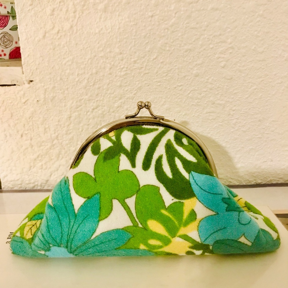 Groovy Embroidered Terry Clutch or Cosmetic Bag